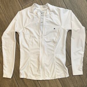 Hurley Women’s White Full-Zip Jacket or Rash Guard. Size Small. UPF 50+